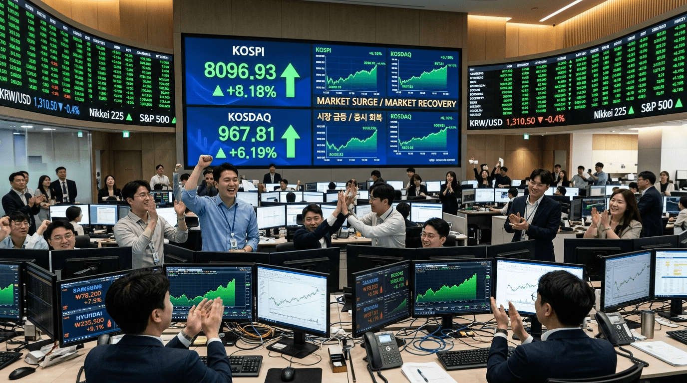[포토]코스피 반등해 8000선 회복…코스닥도 급등