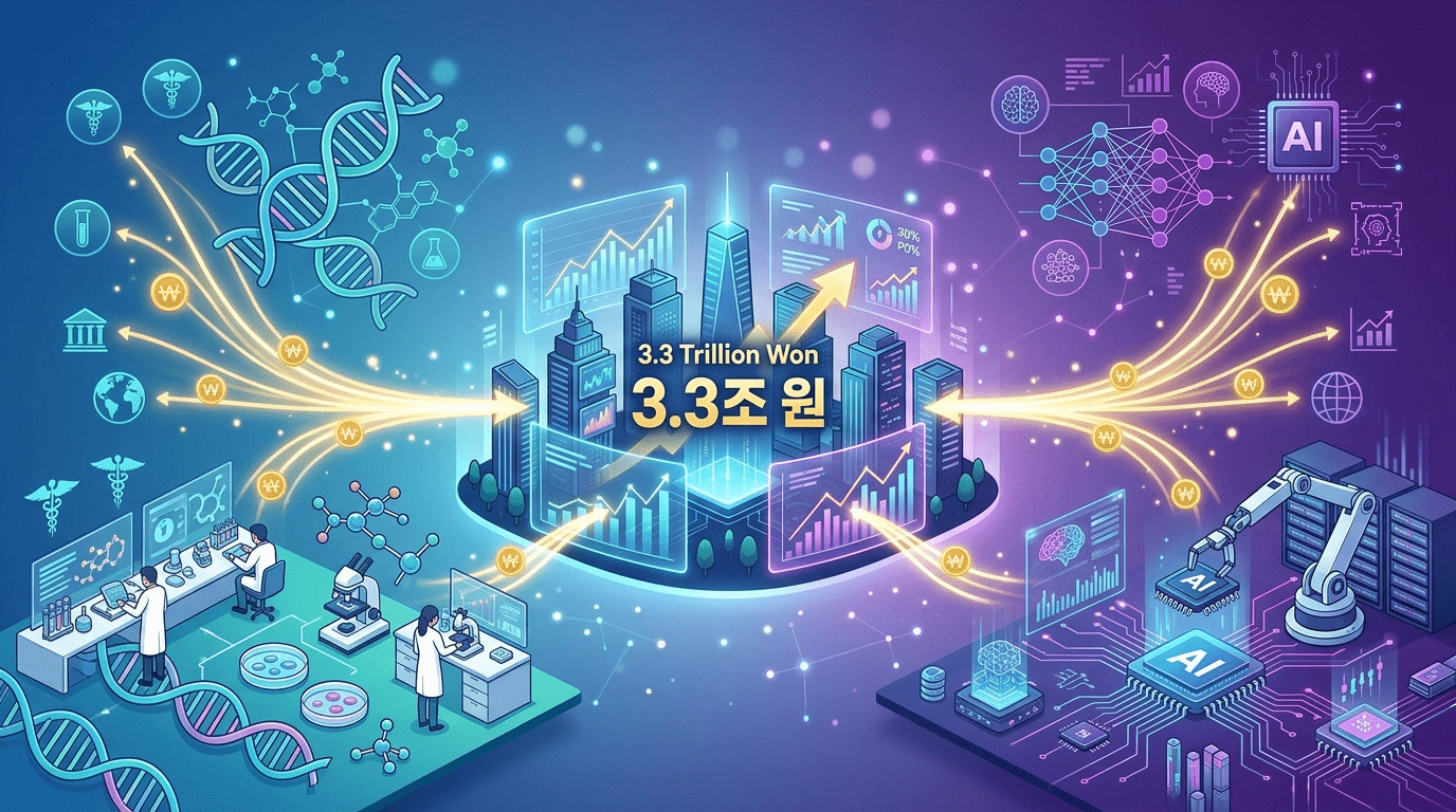 3조 3천억 원 규모의 영상 벤처 투자 급증 인공지능과 생명공학 분야로 자금 집중