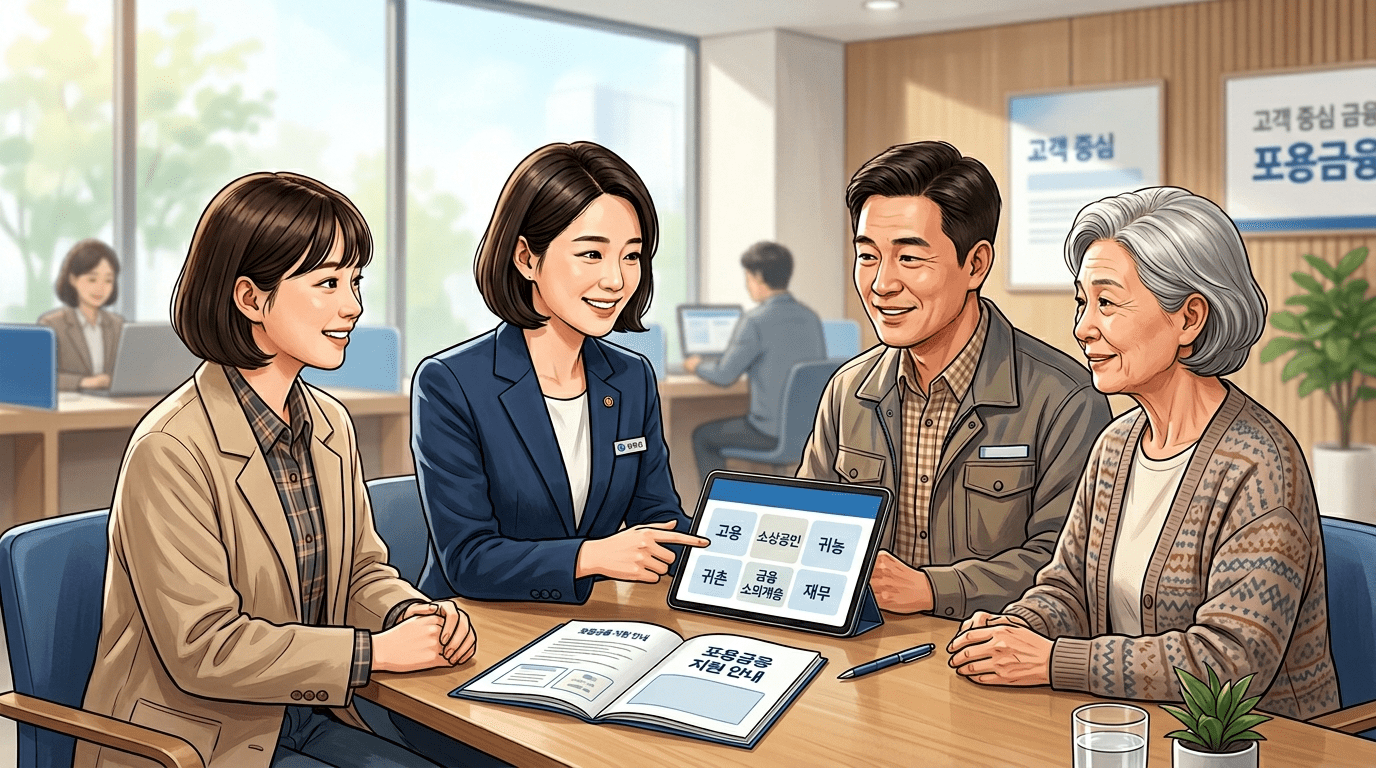 전국 영업점에 배포되는 신한은행의 포용금융 안내서 발간 소식