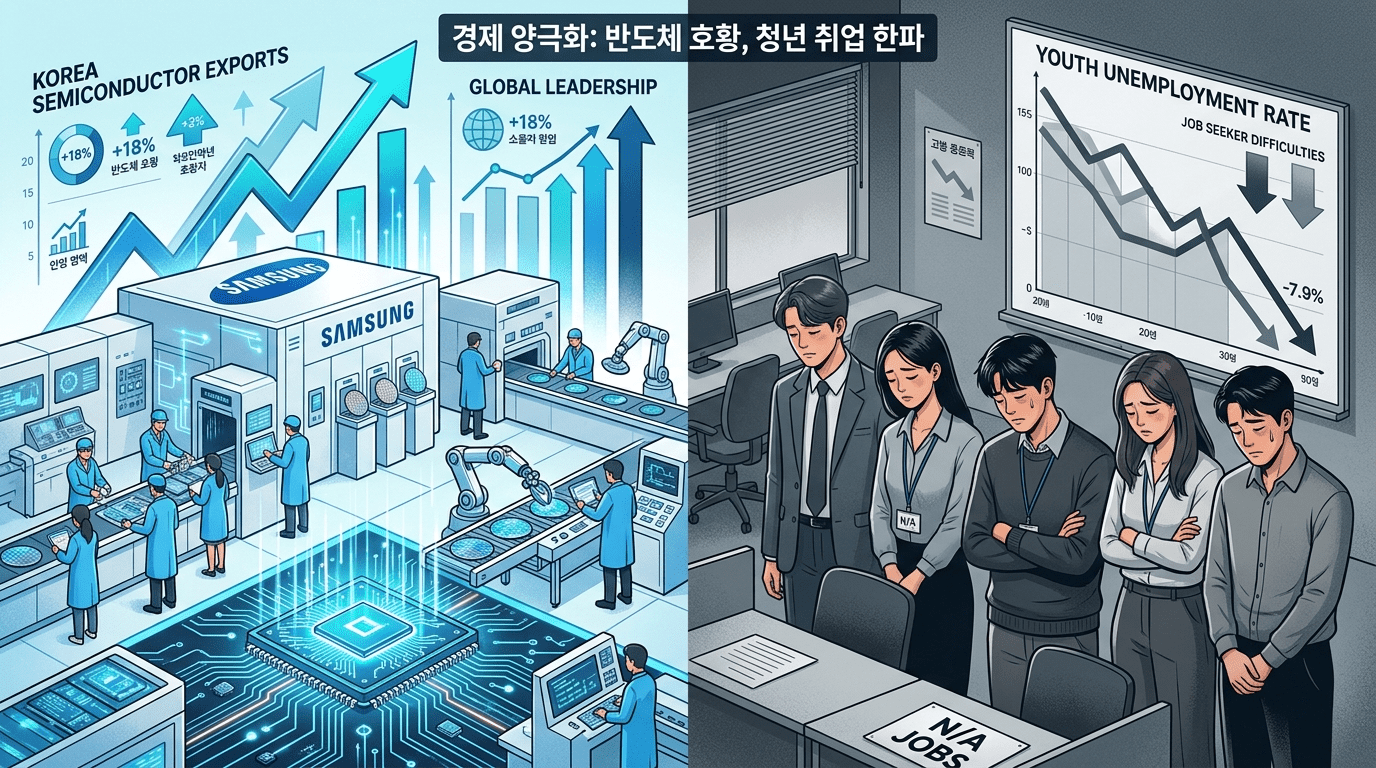 청년 일자리는 역대급 악화 반도체 산업 절반세기만의 성장세 속에서도 팬데믹 후 최저 고용률 기록