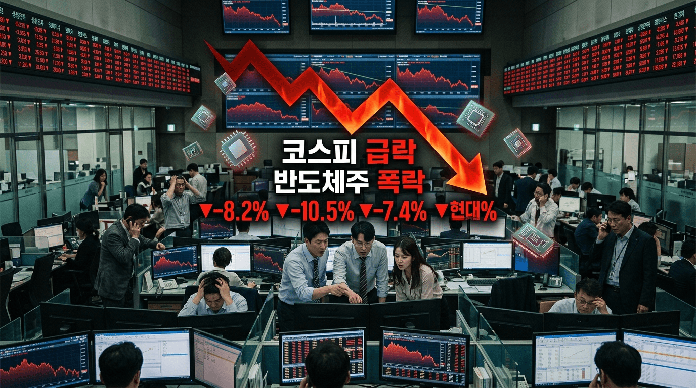 '검은 화요일' 맞은 코스피…반도체 차익실현에 역대 최대 하락폭