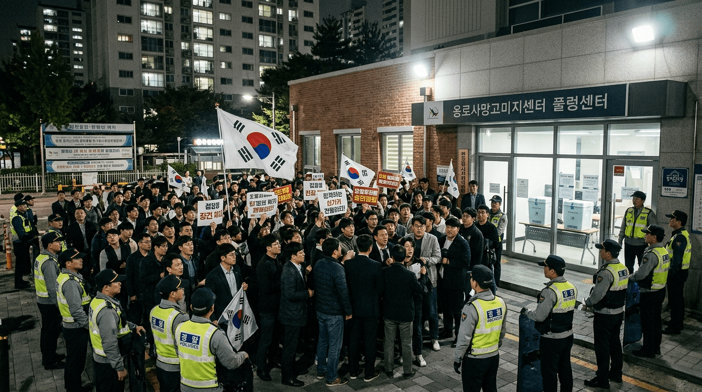 잠실7동 투표소 대치 지속…선관위 추산 2000명 투표분 묶여 -