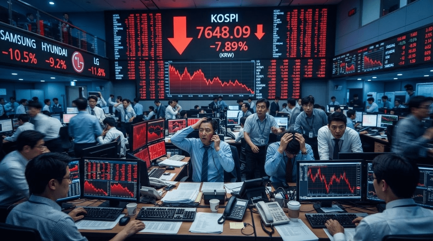 코스피 7.89% 폭락…'메타 쇼크' 여파로 하이닉스 14%↓