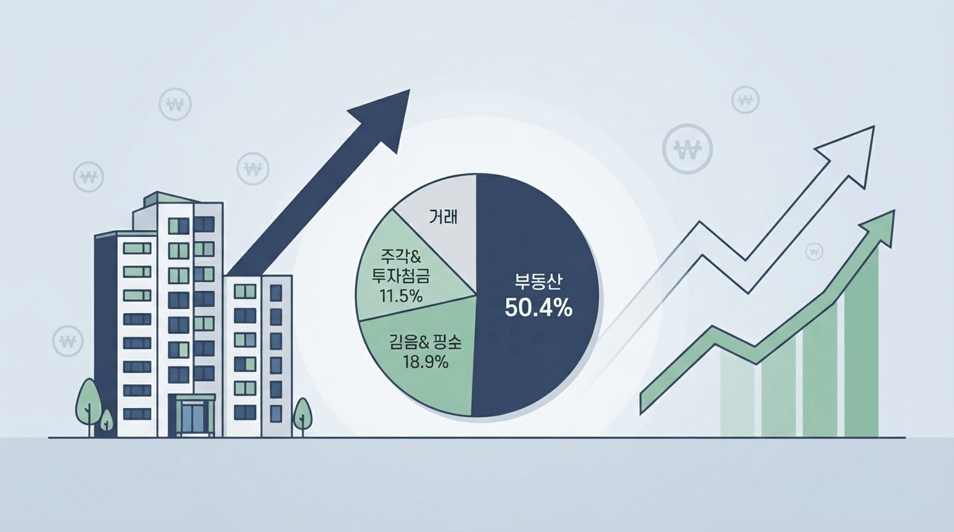 작년 1인 가계 순자산 2.7억 도달 …주가와 부동산 가격 상승에 힘입어 4년 만에 가장 큰 폭 증가